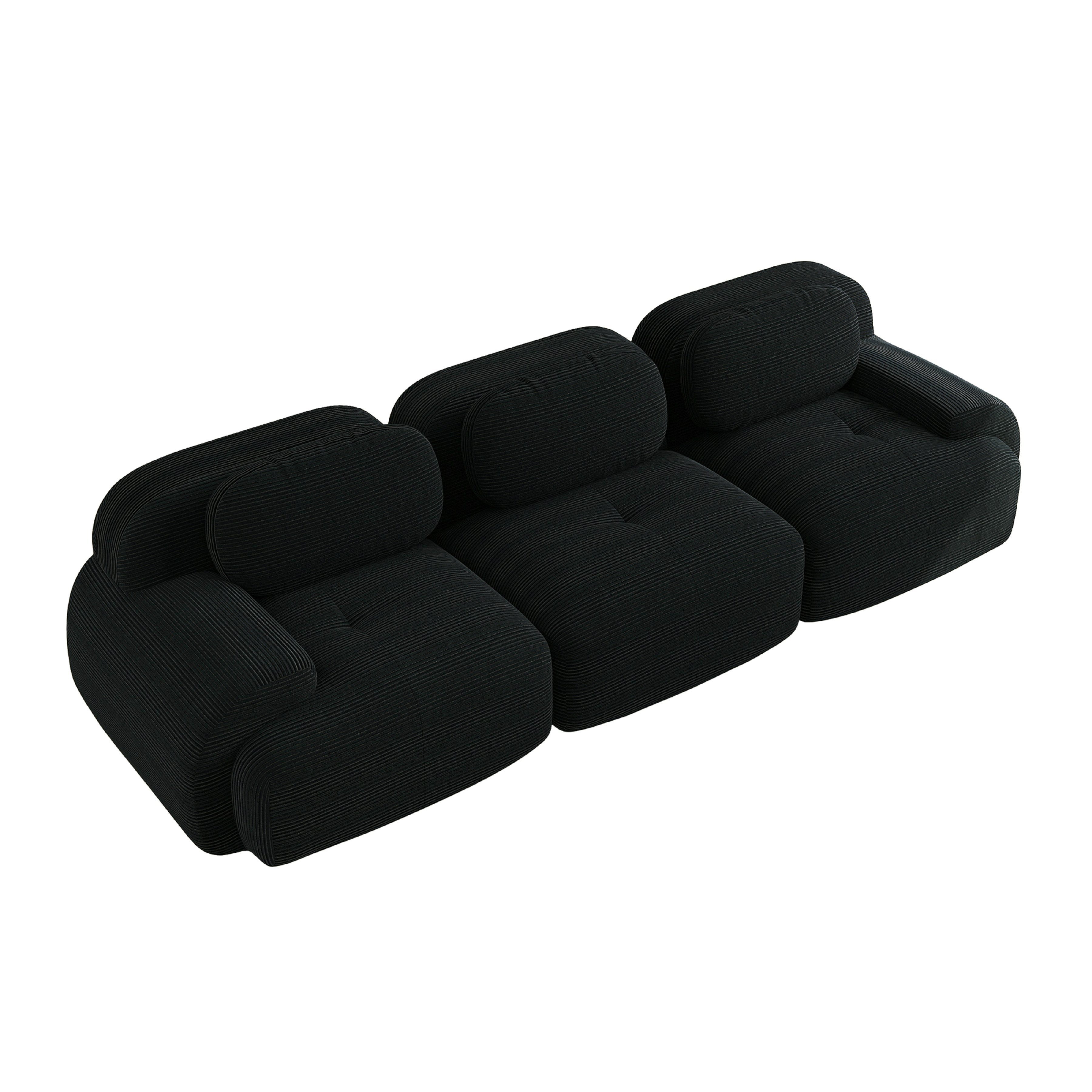 Canapé d\' modulable 3 places, antidérapant et adapté aux animaux, pieds élargis – tissu velours côtelé respirant – noir - 6