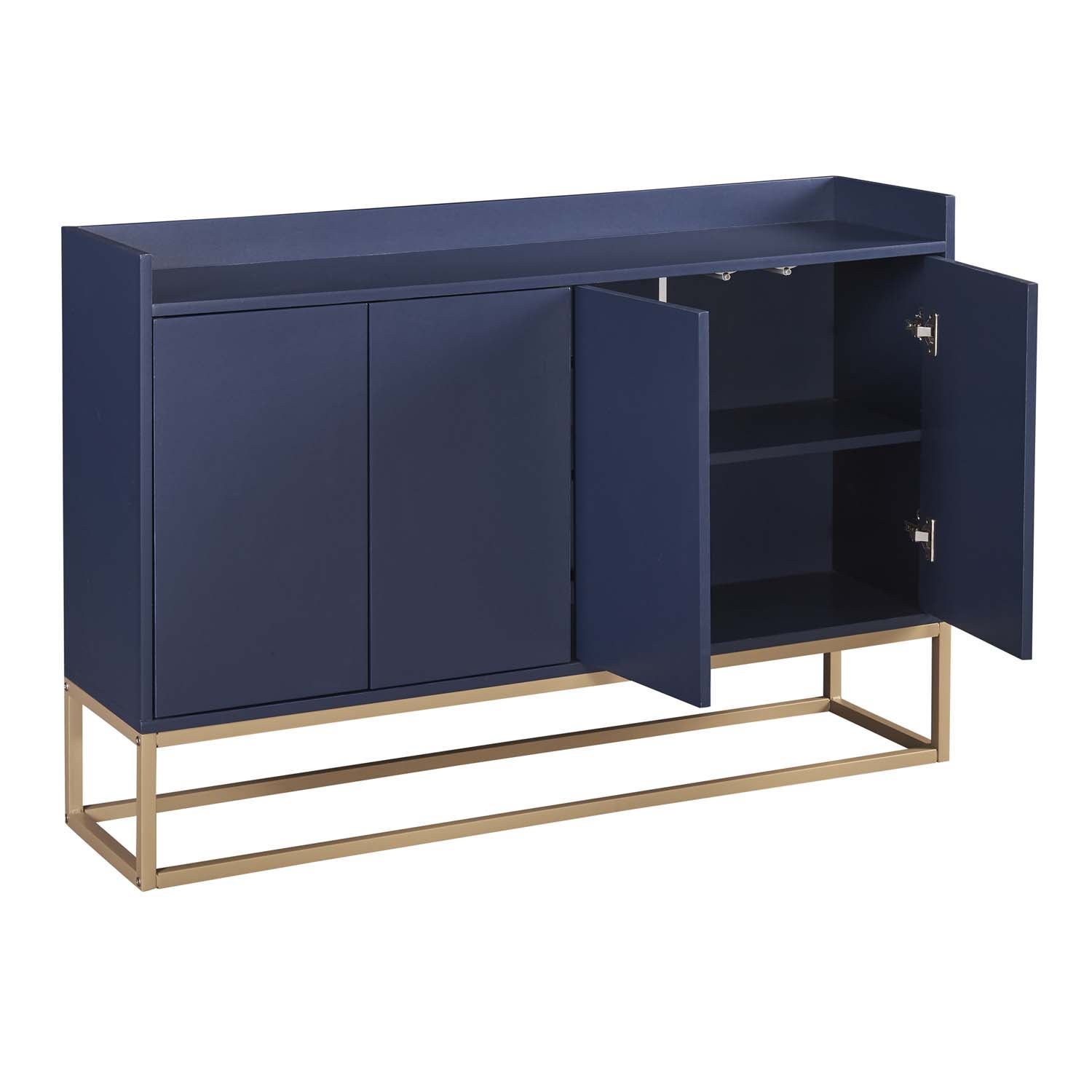 Credenza con 4 ante senza maniglia - stile contemporaneo - legno + metallo - blu - 5