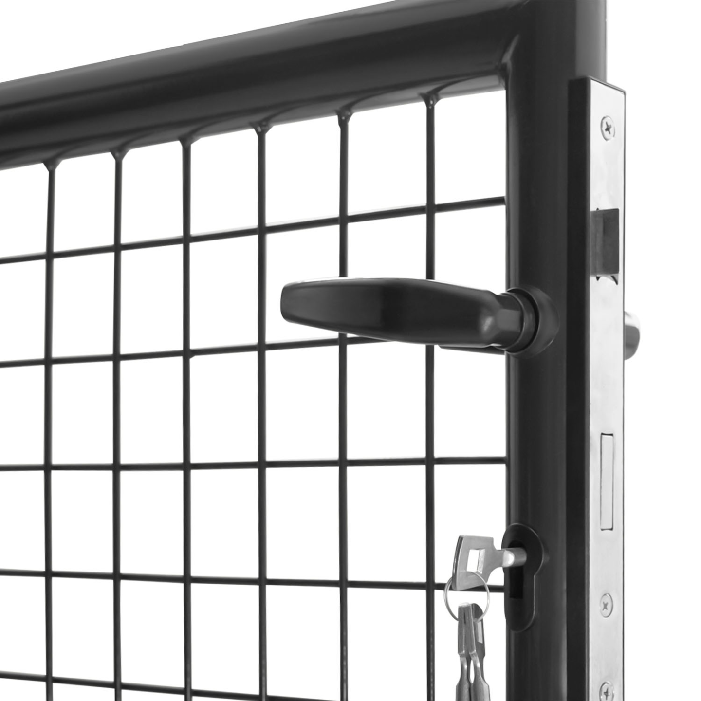 Portillon de jardin 105 x 125 cm en acier gris anthracite avec serrure et poignée - 5