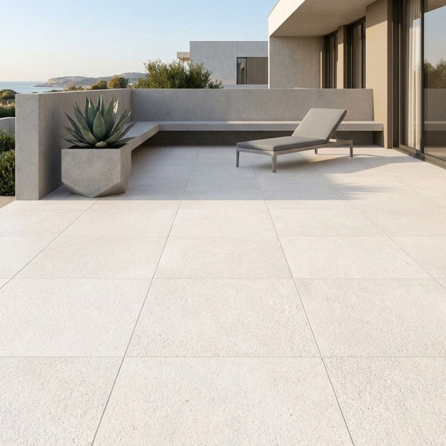 Dalle Sur Plots Portland Blanco 100x100x2 Cm Effet Pierre Antidérapant R11