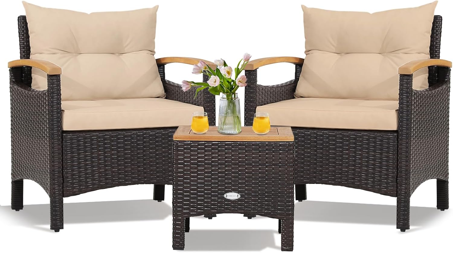 Salottino Da Giardino Esterno Set Giardino In Rattan Giantex