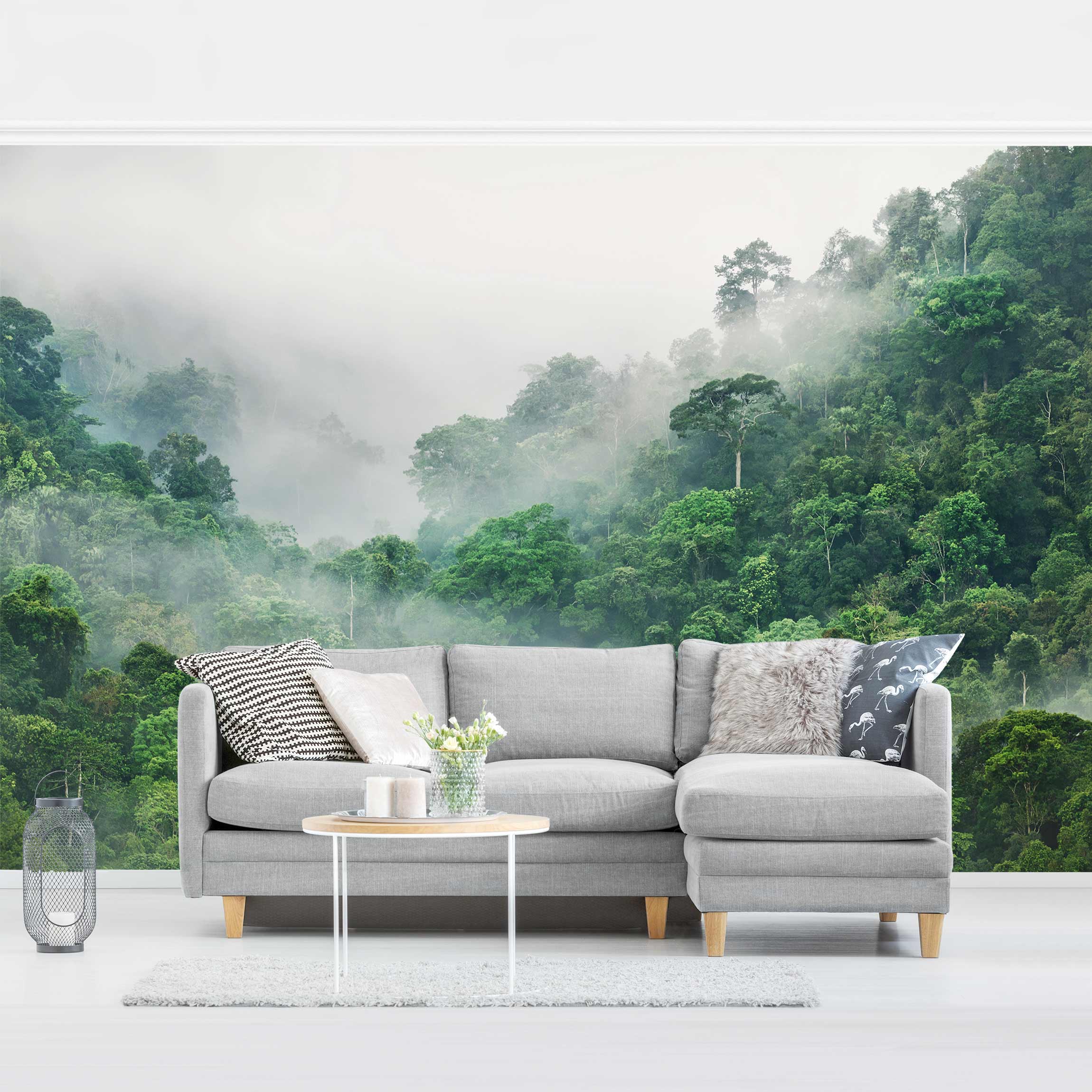 Fsdgdf Papier Peint Intissé Moderne 3D Espace Vert Forêt Arbres Nature Paysage Décoration Murale Poster Tableaux Muraux Tapisserie Photo Trompe L'oeil Salon Chambre Art Mural 200(w) X140(H) Cm