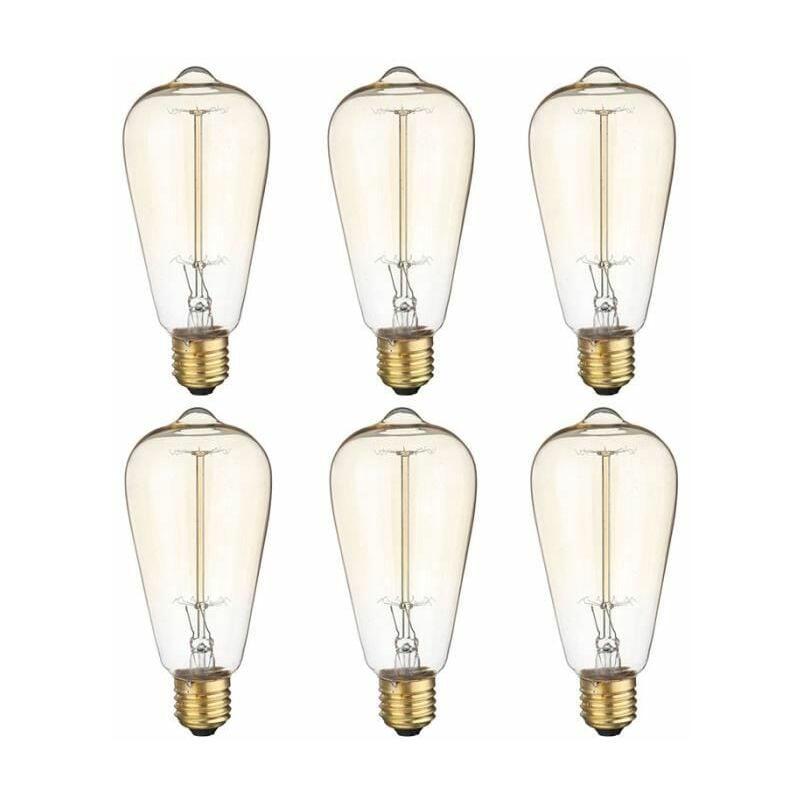 6x E27 60W ampoule à incandescence Edison 220V st64 Vintage 64mm X 140mm - - trimec - 3