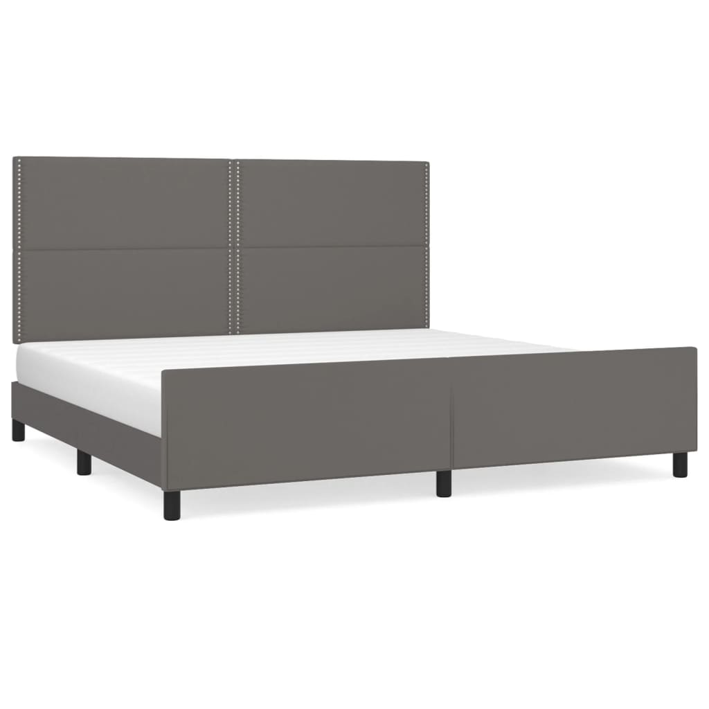 Cadre de lit sans matelas gris 200x200 cm similicuir - 2
