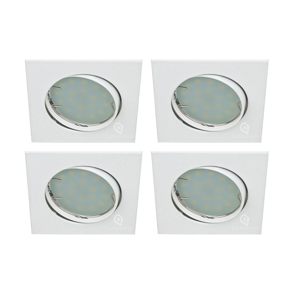 Lot de 4 spot encastrable orientable carré led smd gu10 230v blanc rendu environ 50w halogène - 6