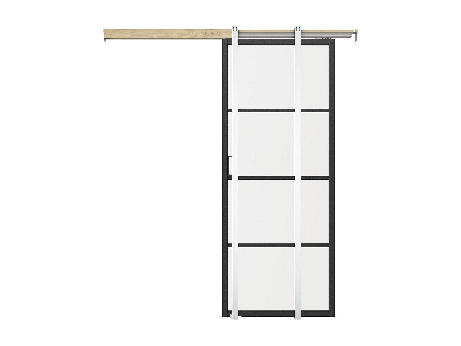 Drzwi przesuwne chowane w ścianie - aluminium i przezroczyste szkło hartowane - wys. 205 x szer. 93 cm - SINCA II