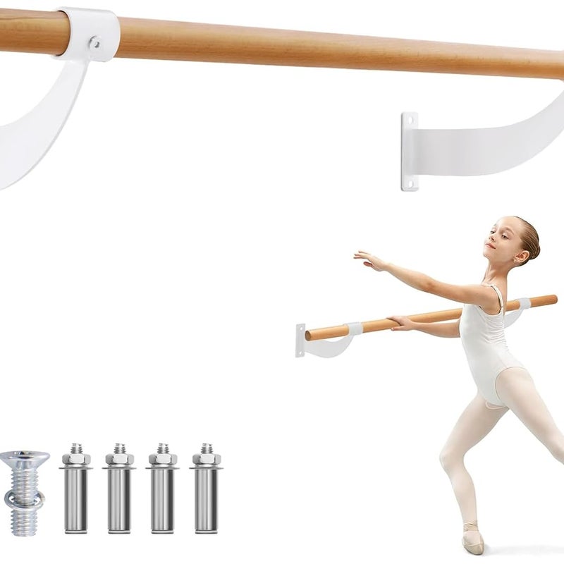 Drążek baletowy o długości 120 cm, montaż ścienny, drążek do tańca z drewna, w zestawie odstęp od ściany (biały)