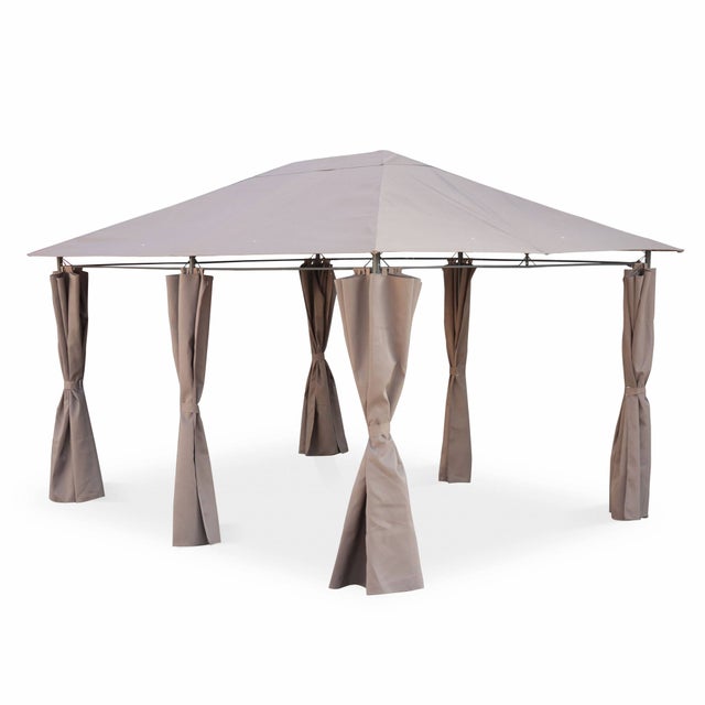 Tonnelle 3x4 m - Divio - Toile taupe - Pergola avec rideaux. tente de jardin. barnum. chapiteau. réception DIVIO 3X4M