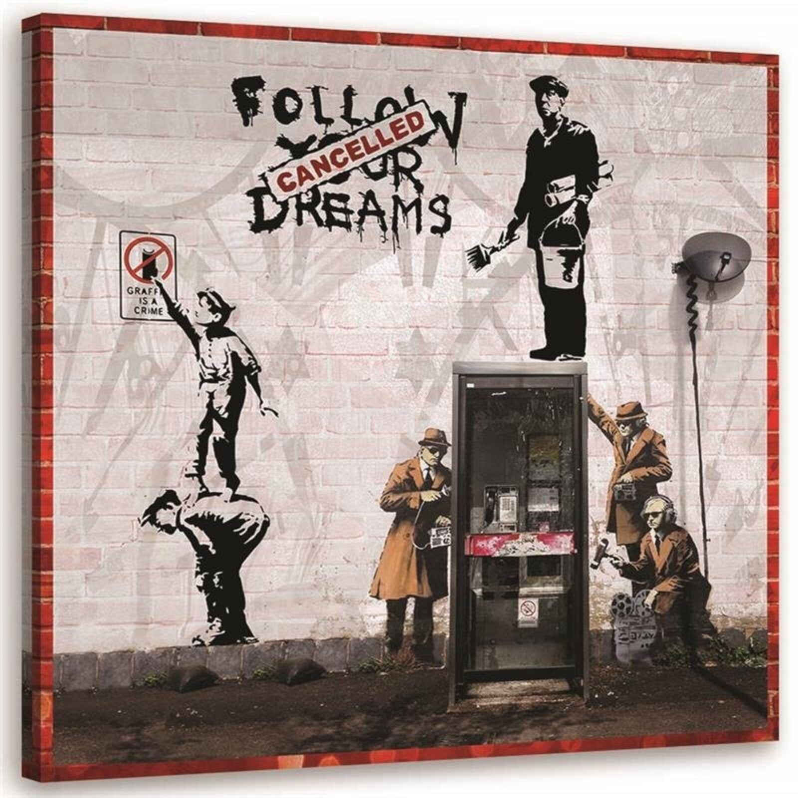Obraz na płótnie, Mural Banksy - zbiór prac graffiti 60x60