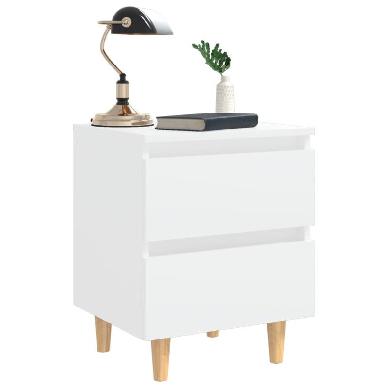Table de chevet avec pieds en pin Blanc 40x35x50 cm - 6