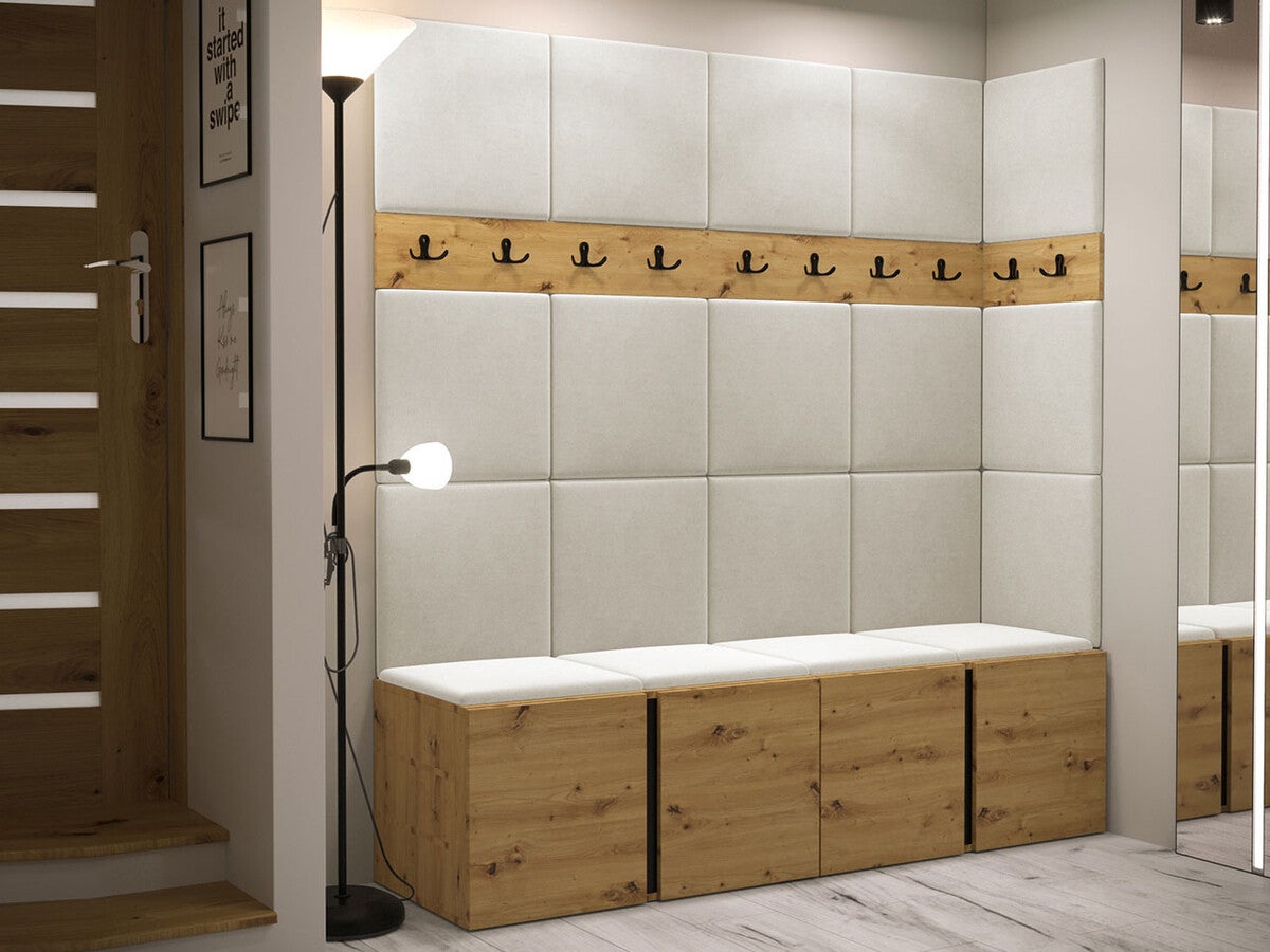 Conjunto para corredor Hartford 265, 186x168x46cm, Carvalho Artisan, Tecido, Placa de aglomerado laminado, Montado na parede, Colocado - 2