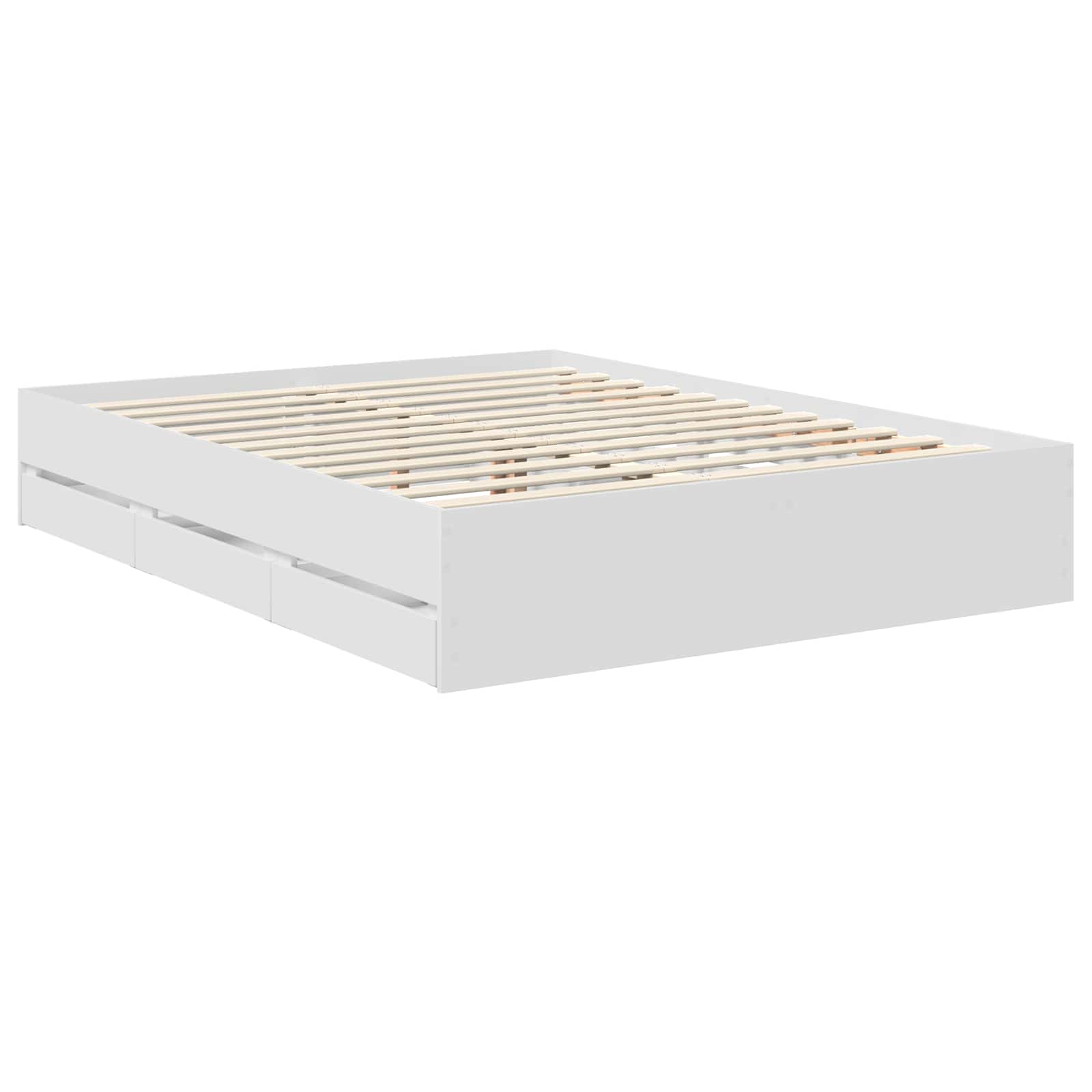 Cadre de lit avec tiroir blanc 150 x 200 cm panneau de bois - 6
