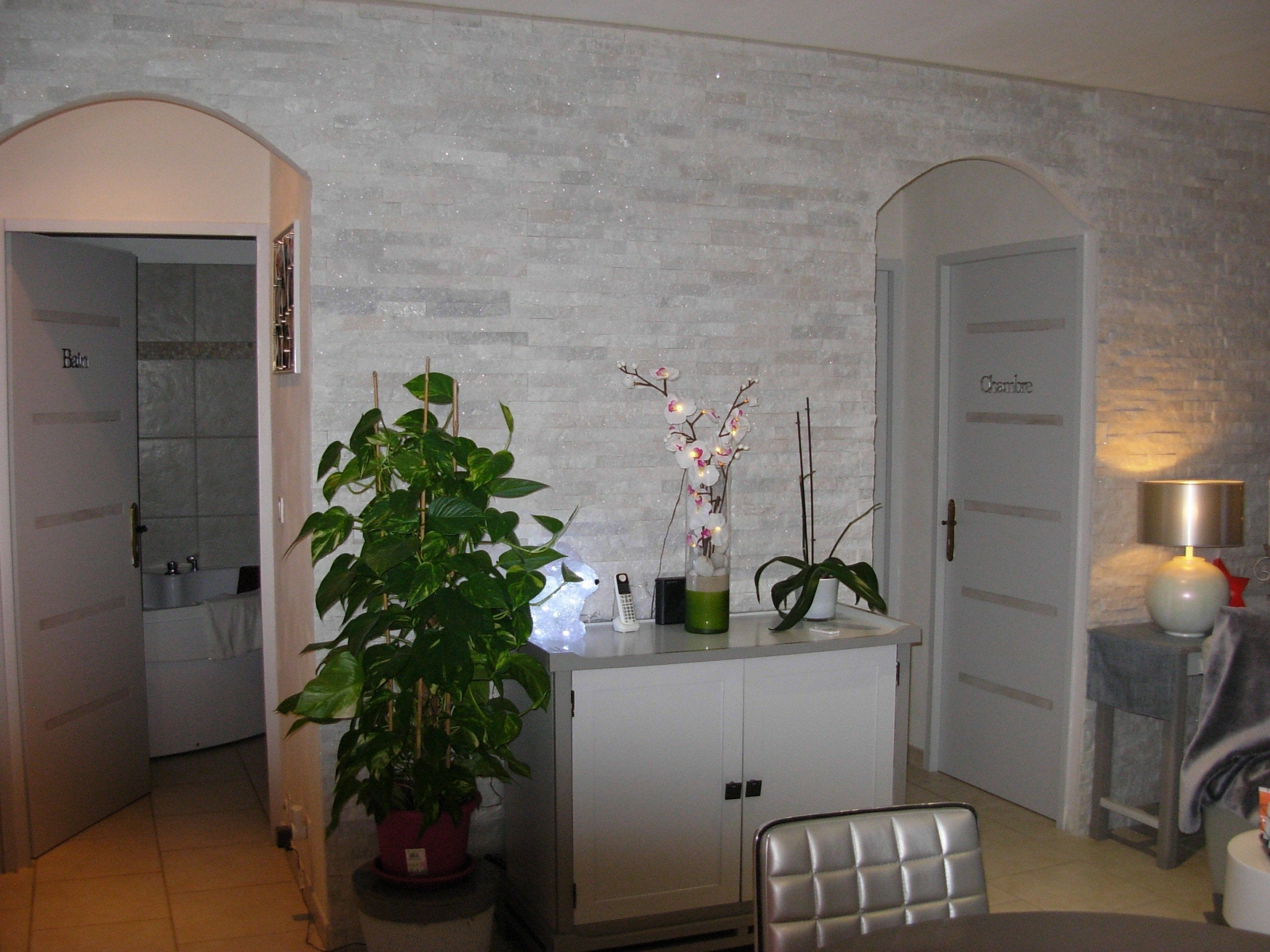 Parement mural - SLIMPANEL - Whitepearl - Naturelle - 15x55-60x1-2cm en Z - 4