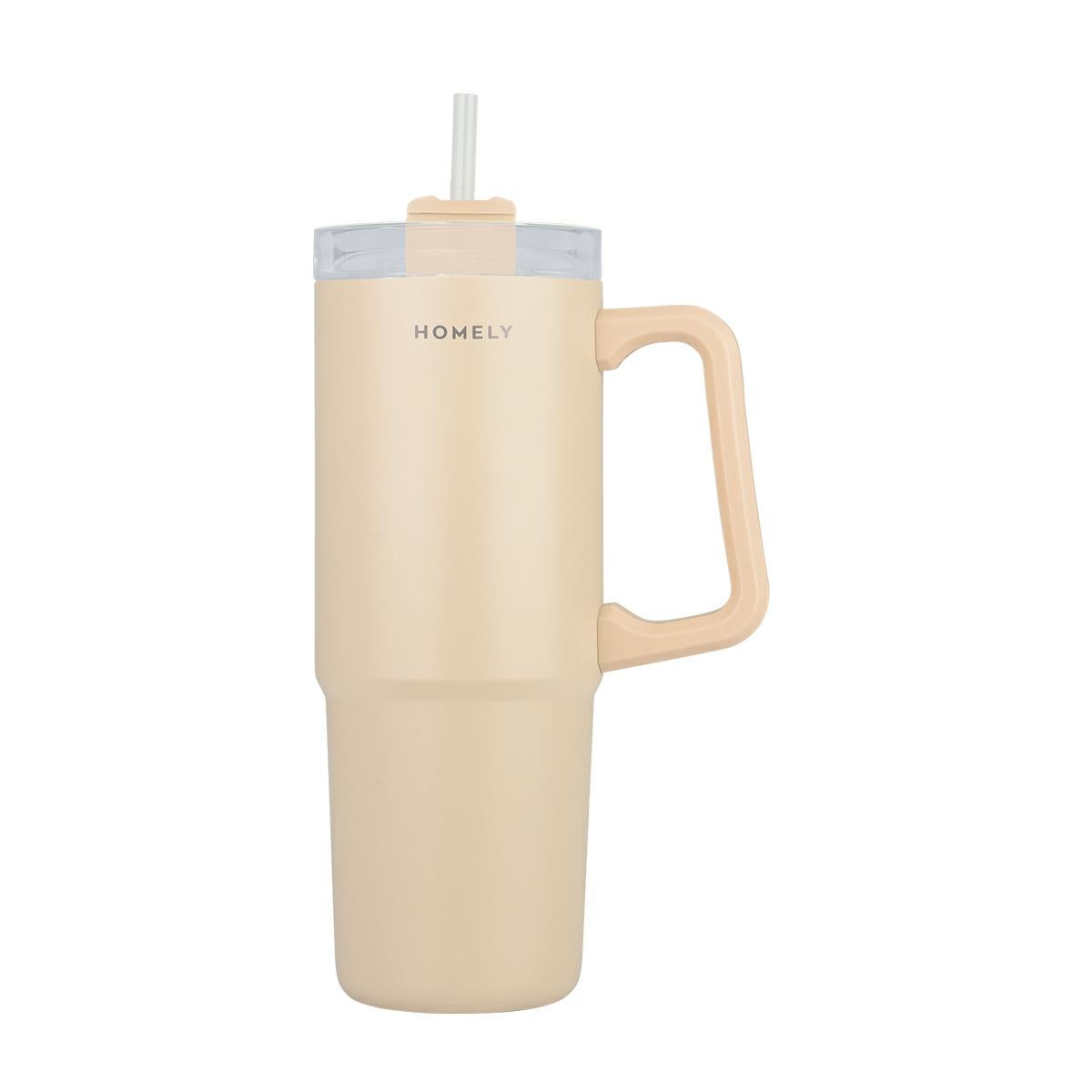 Kubek termiczny Estia ze słomką i uchwytem na kawę herbatę 900 ml beż 1 szt.
