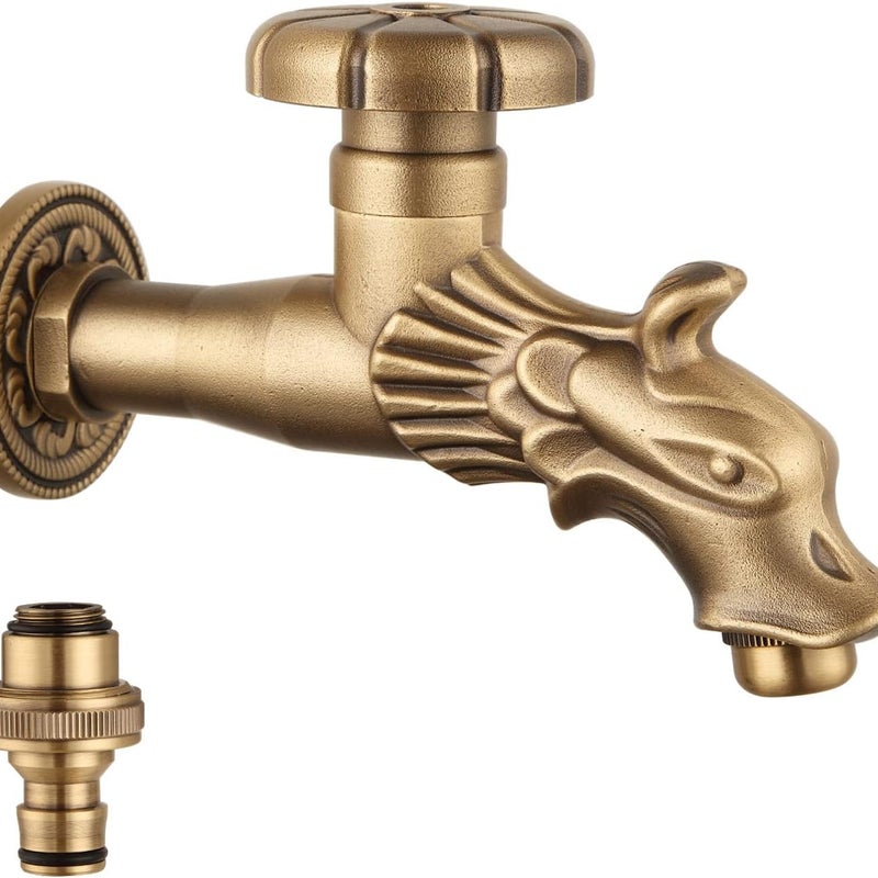 Antyczny renesansowy kran ogrodowy, 1/2-calowy mosiężny kran z gargulcem do fontanny