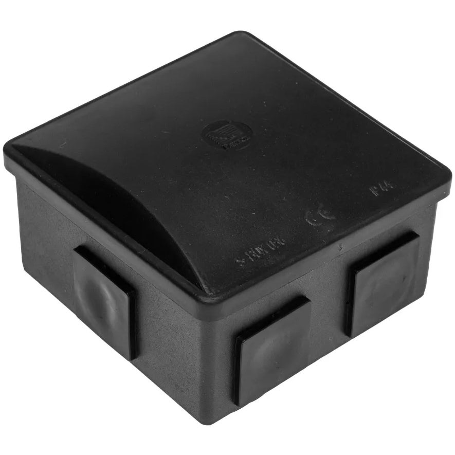 Puszka Natynkowa Hermetyczna IP44 KLIK Kwadrat Zaślepki Czarna 85x85x40mm
