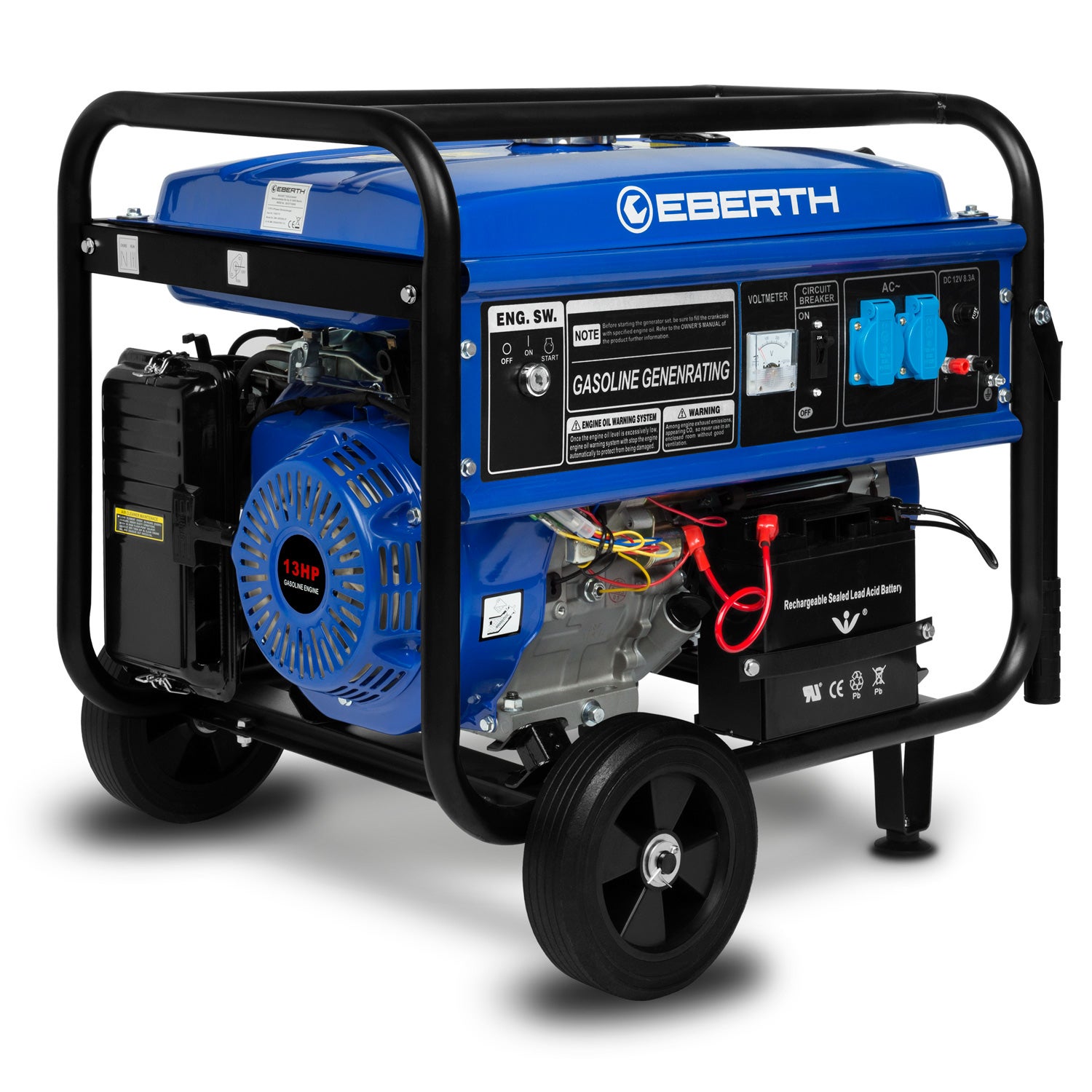Eberth  5500 Vatios Generador Eléctrico Generador Eléctrico Portátil Motor De Gasolina 13 Cv, 4 Tiempos, 2X 230 V, 1X 12 V, Monofásico , Leroy Merlin
