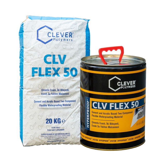 Hydroizolacja Dwuskładnikowa Polimerowa CLEVER CLV FLEX 50 – 20 kg + 4
