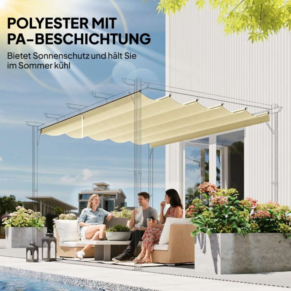 Toldo de repuesto pergola 3x3m crema poliéster impermeable techo retráctil drenaje agua resistente intemperie Leroy Merlin - 5