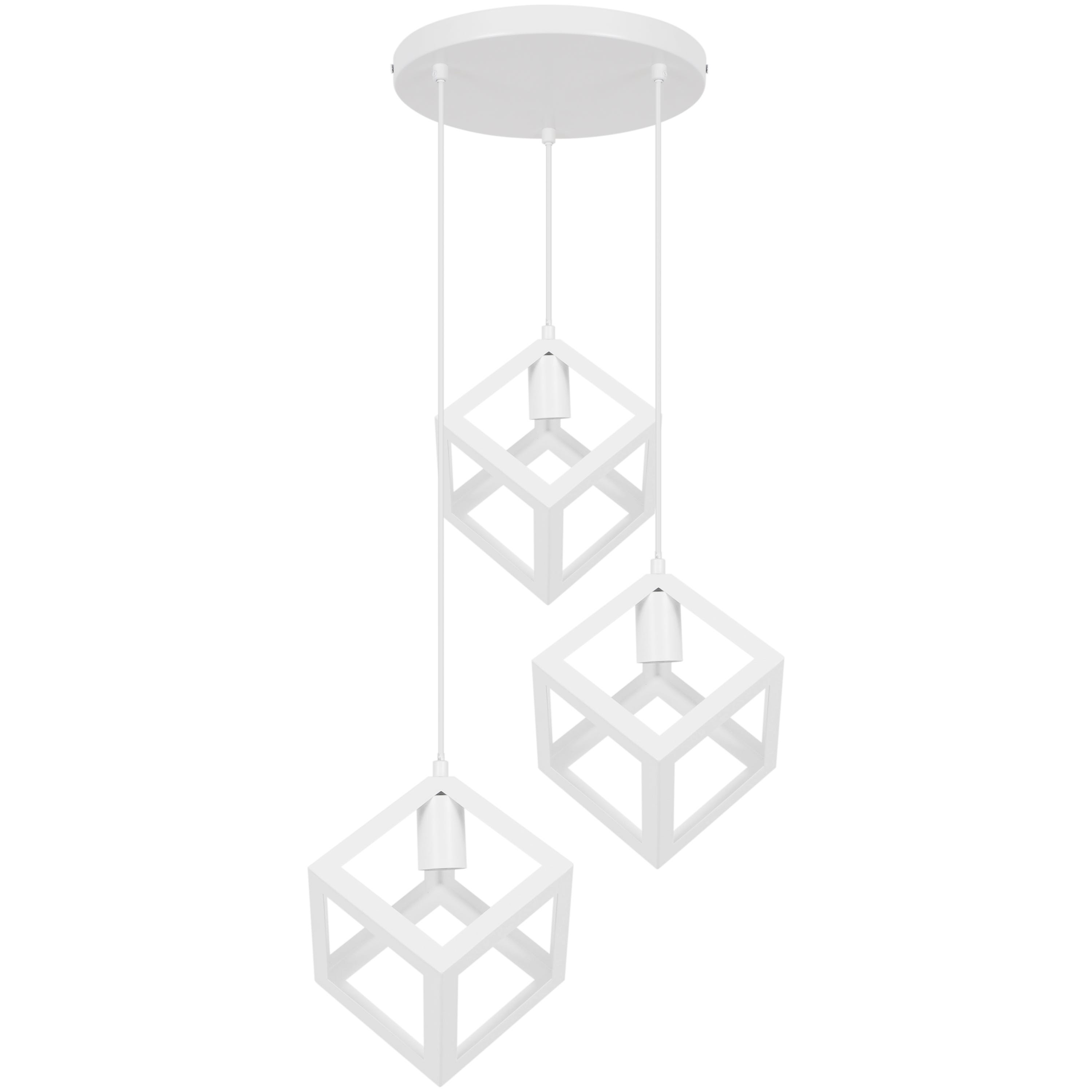 Lampada a sospensione in ferro bianco PLYWOOD - 3 x E27 - 30 x 30 x 114/130 cm - IP20 - INSPIRE - 4
