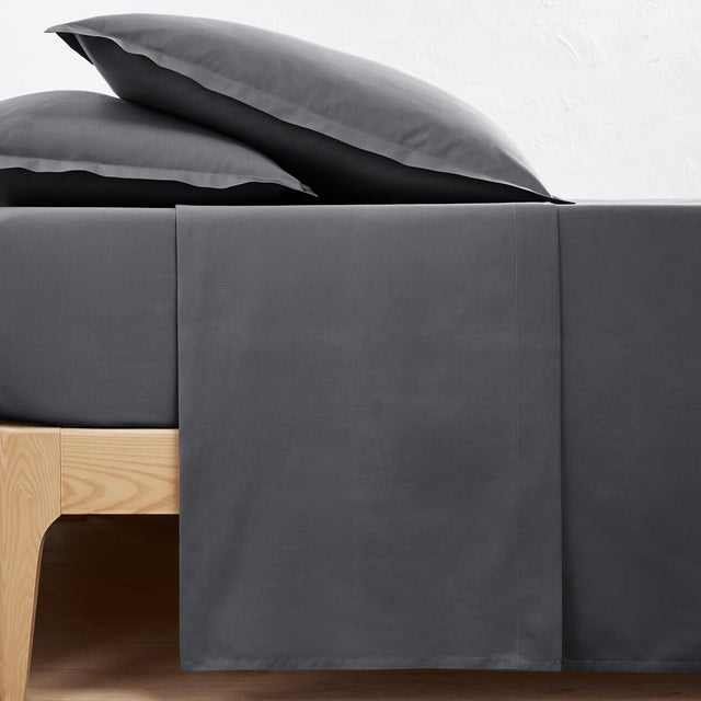 Drap plat uni percale de coton Scenario - Carbone - 150 x 250 cm