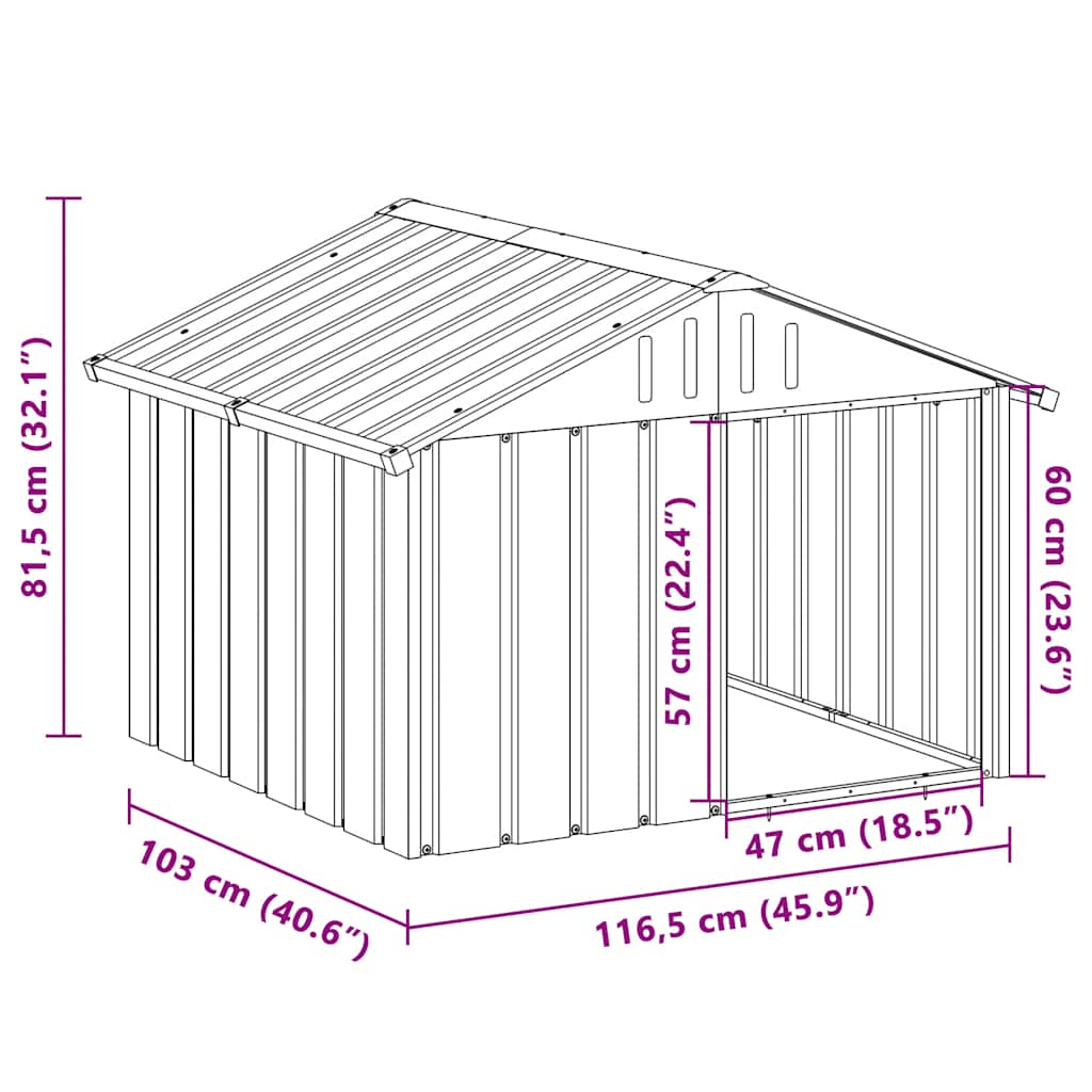 Maison Exclusive - Casetta per Cani Antracite 116,5x103x81,5 cm Acciaio Zincato - 9