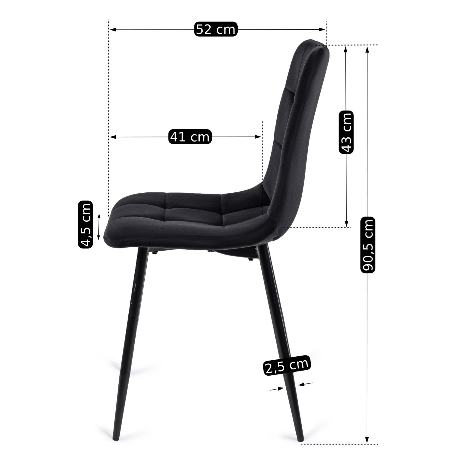 Krzesło Tapicerowane Do Salonu Loft PERU Czarne Welur - 7