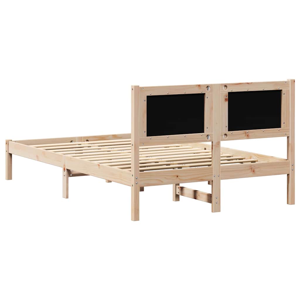 Cadre de lit gris clair, pin massif, pour la chambre, 135 × 190 cm - 7