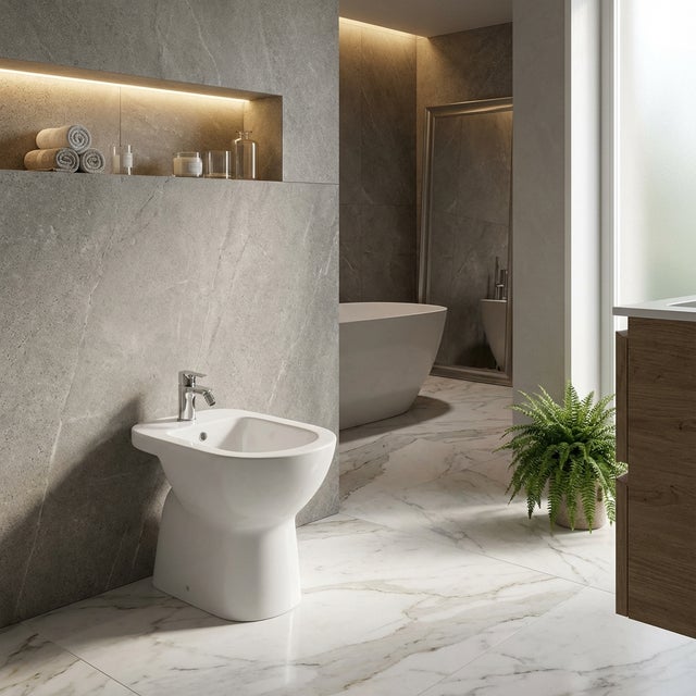 Bidet tradizionale a pavimento in ceramica bianca – Gemma 2 | Ceramica Dolomite
