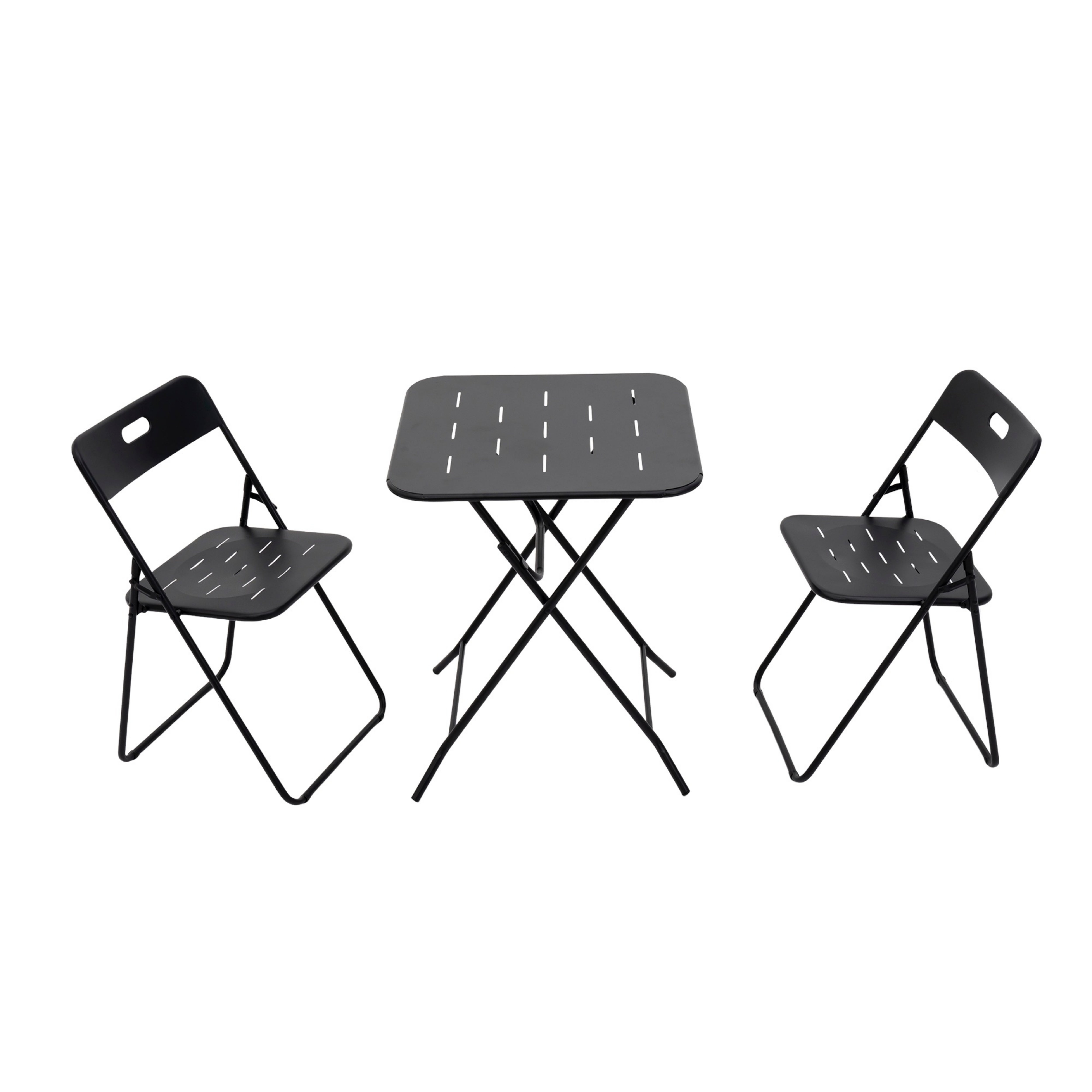 Salon de jardin，Set bistro d'extérieur，3 pièces，Pour extérieur et intérieur，60 x 60 x 73 cm，Noir - 4