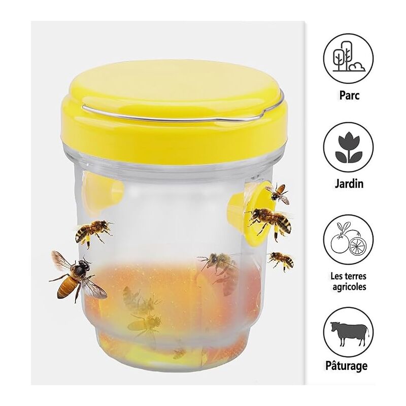 Piege Frelon Asiatique,Piege A Guepes Et Frelons Exterieur À Suspendre,Kit Piege A Frelon pour Bouteille Plastique Interieur, Piege Moustique-3PCs - 6