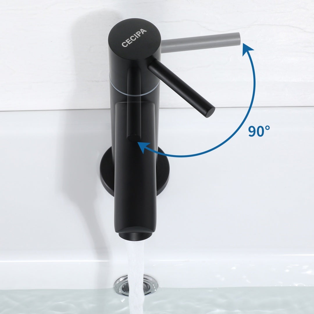 Cecipa max Robinet de lave-main Robinet de Lavabo, Robinet eau Froide, Robinet de Lavabo Noir - 3