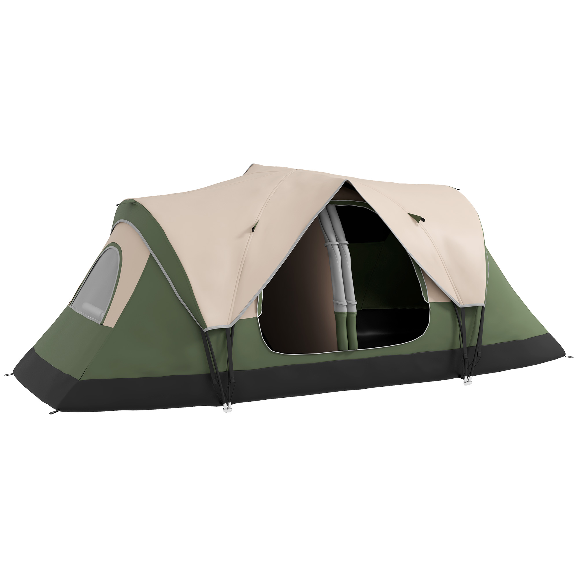 Tienda camping 4-5 personas 2 habitaciones impermeable 450x215x180cm verde