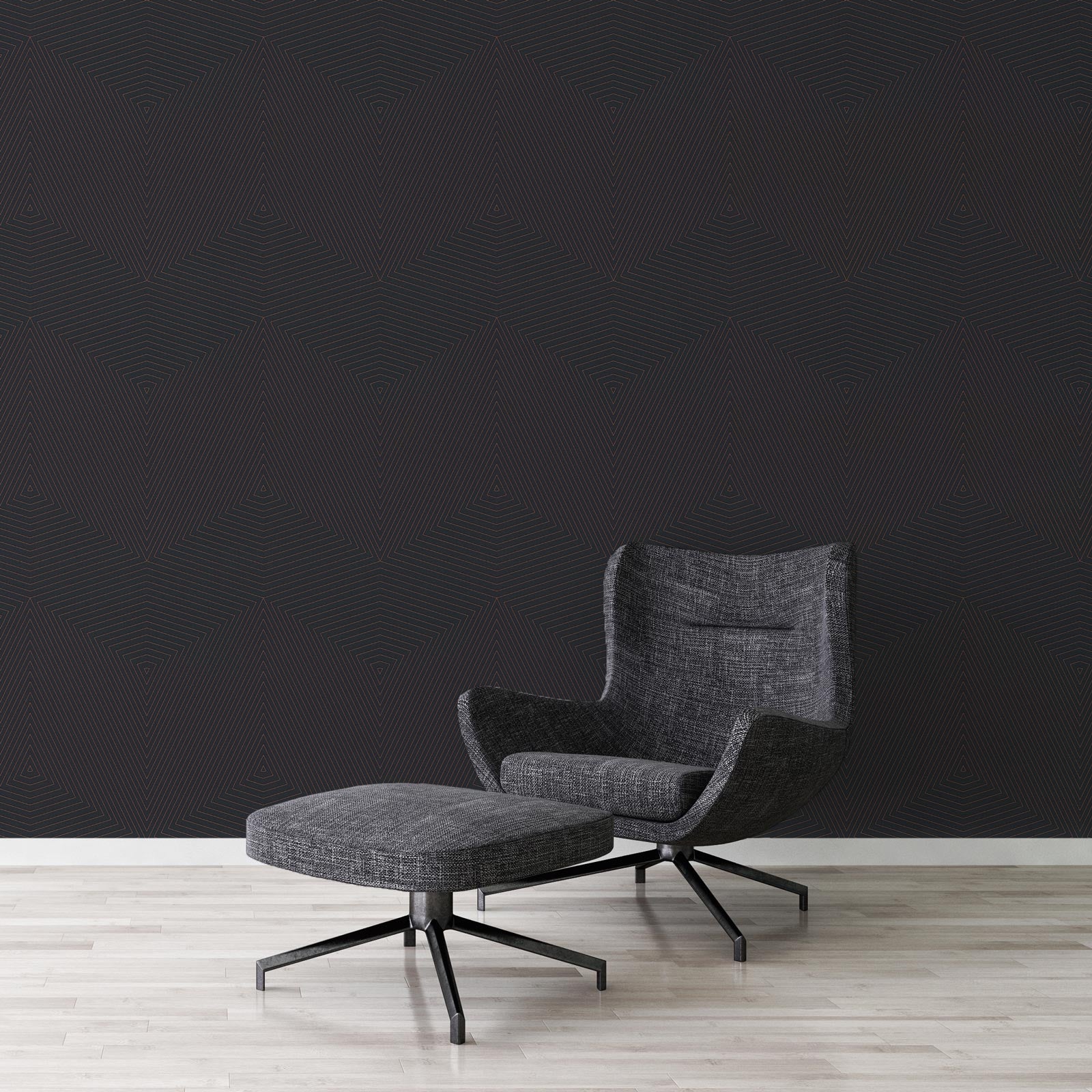 Tapeta figury geometryczne czarnymIbrązu - 53 cm x 10.05 m - LIVINGWALLS