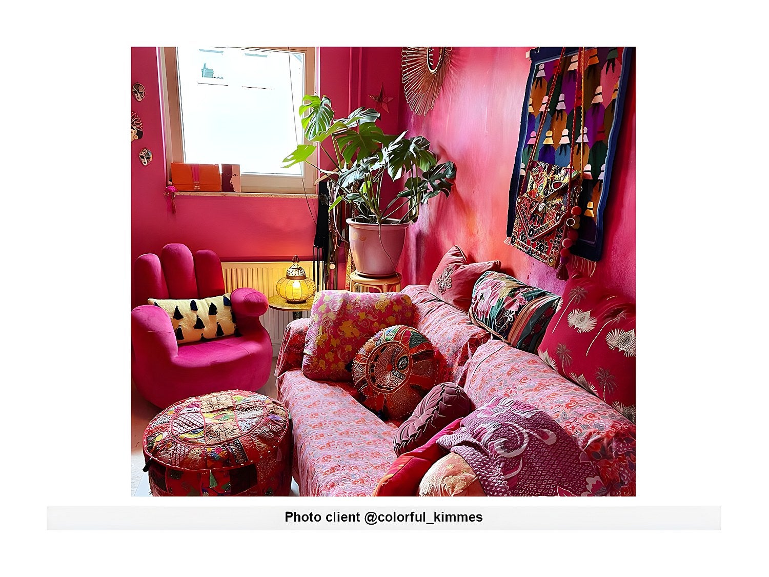 Fotel obrotowy w kształcie dłoni CATCHY z weluru - Fuksja - 5