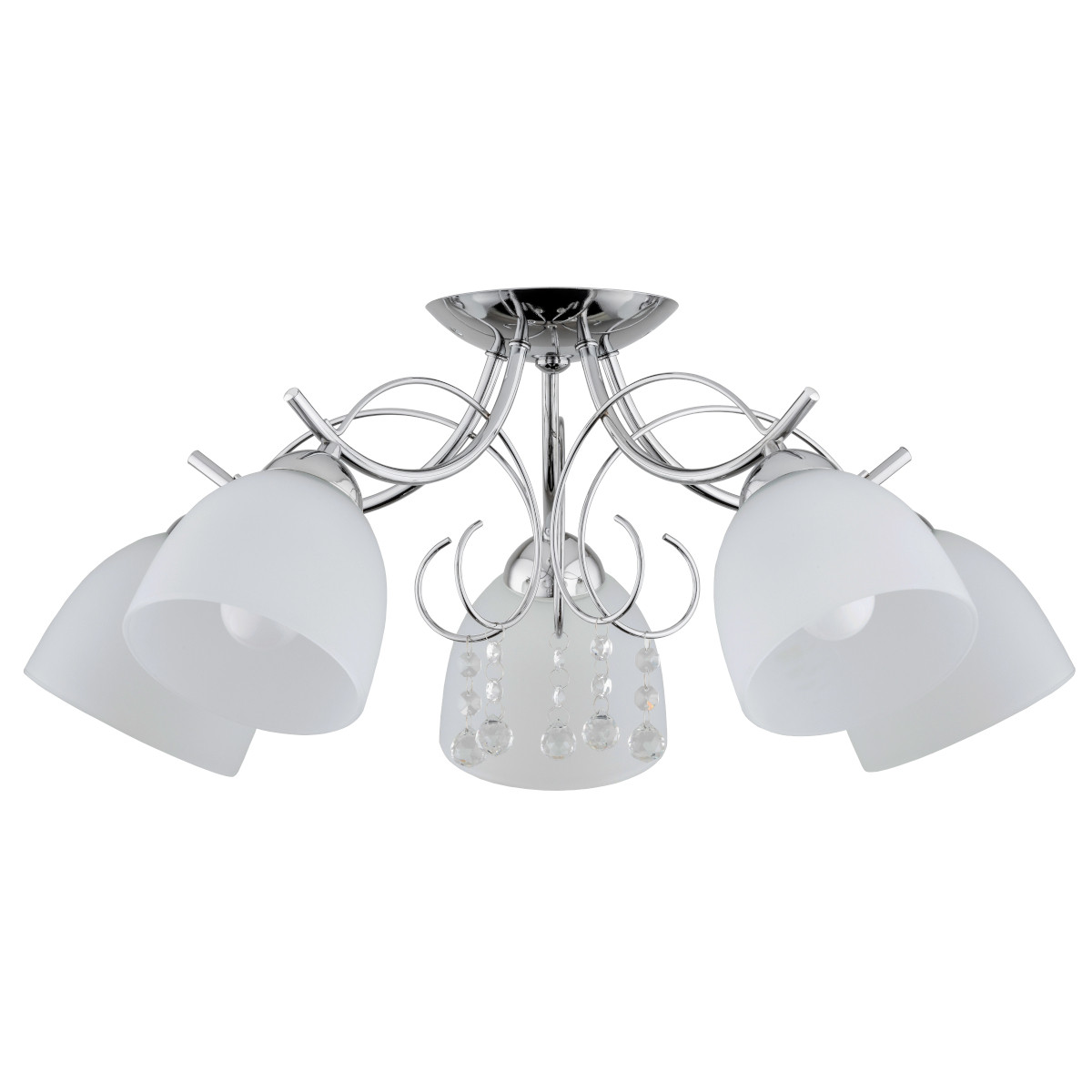 Lampa sufitowa wisząca Otelia chromowana biała 5xE27x15W dekoracyjna wym: 26 x 64 x 64 cm szkło Alfa - 3