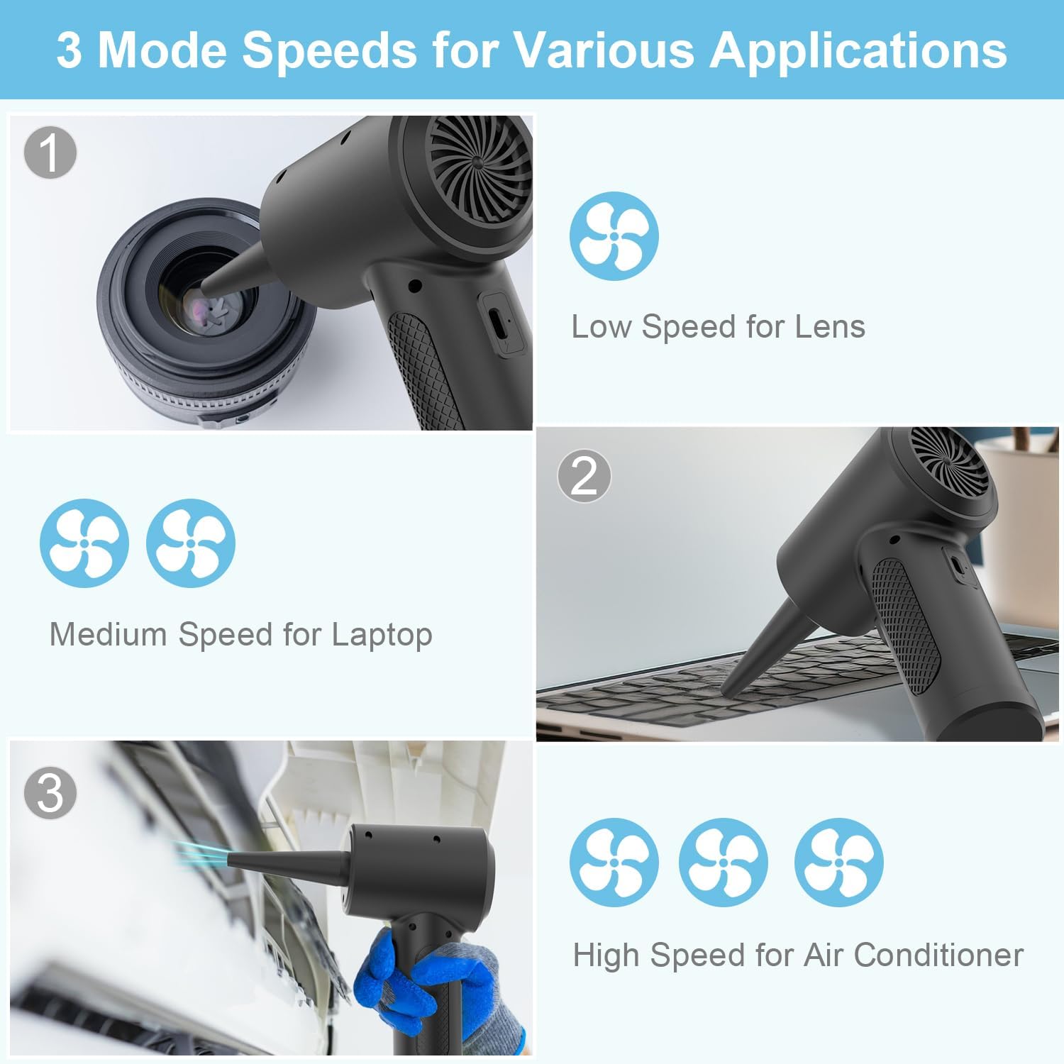 Ventilateur,Souffleur d'air électrique,batterie au lithium rechargeable