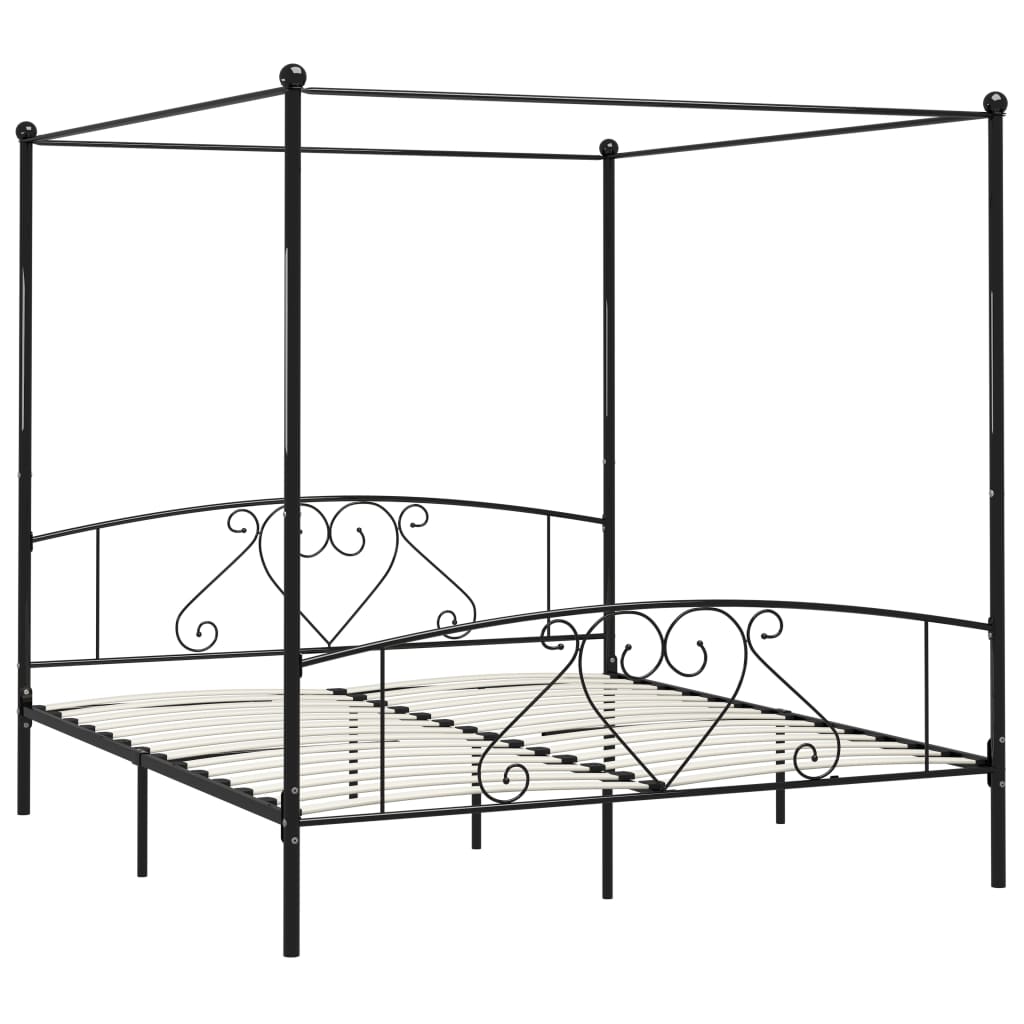 Maison Exclusive - Estrutura de cama com dossel 200x200 cm metal preto - 2