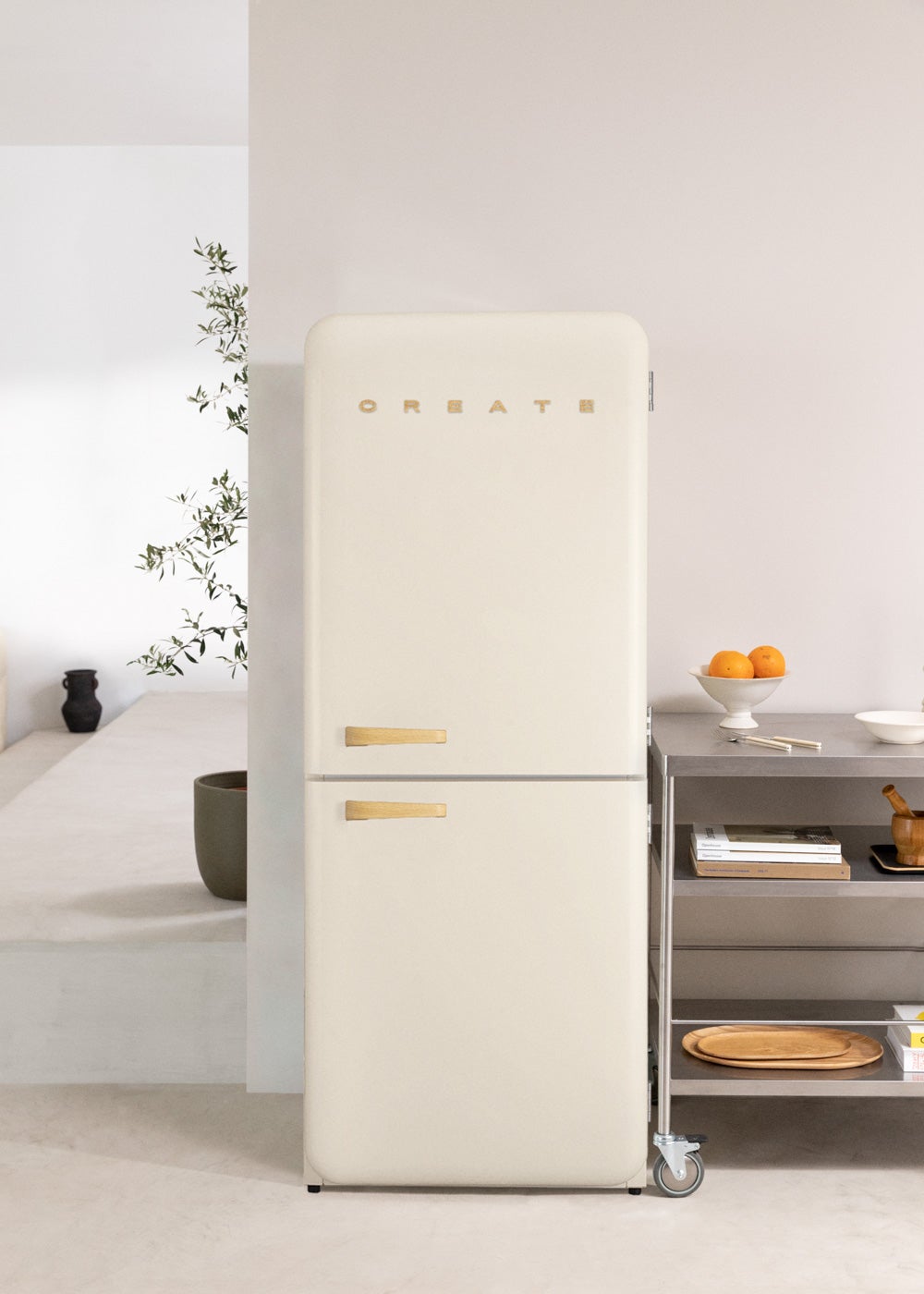 CREATE - FRIDGE RETRO COMBI 401L - Lodówka kombinowana w stylu retro - Blanc cassé