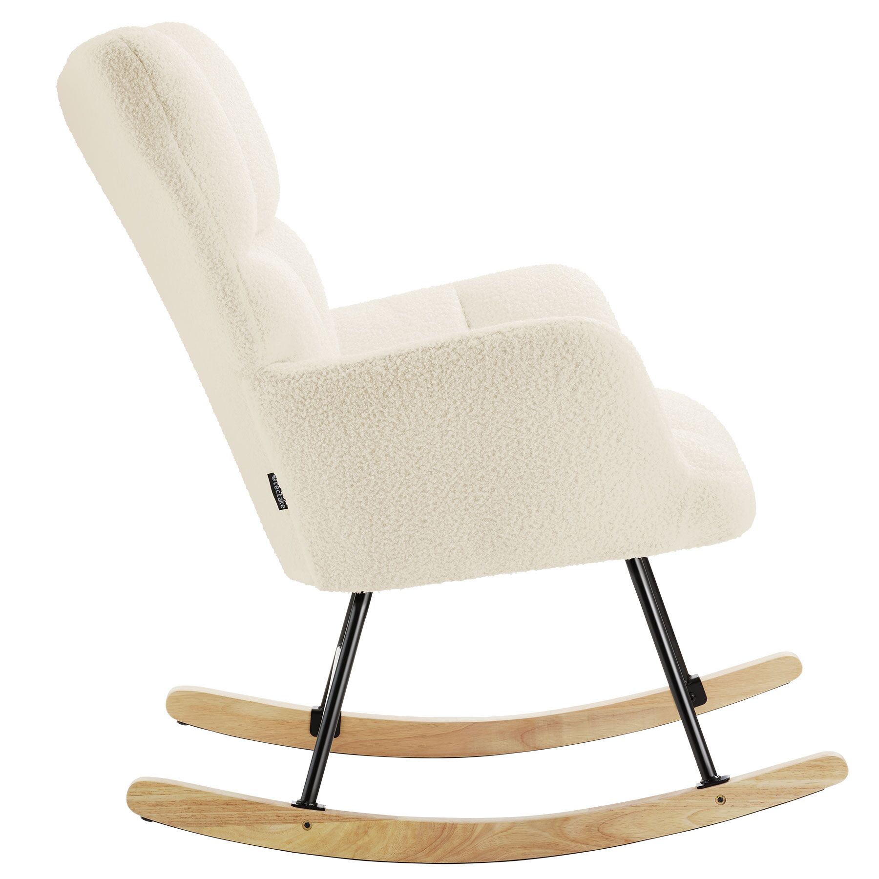 Fauteuil à bascule rembourré avec revêtement en tissu bouclé doux et grand dossier 120kg maximum TECTAKE - 8