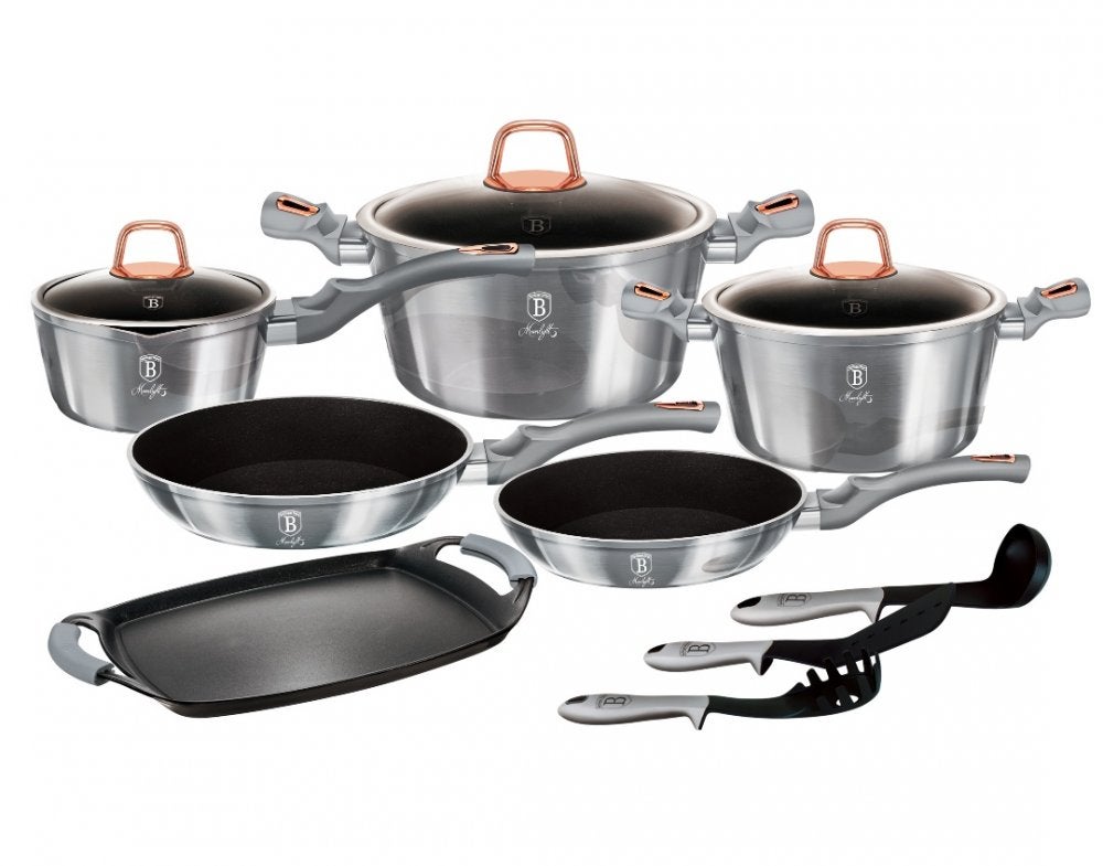 Berlinger Haus  Vajilla Con Superficie De Titanio 12+2 Piezas Moonlight Edition Plateado/Carne , Leroy Merlin