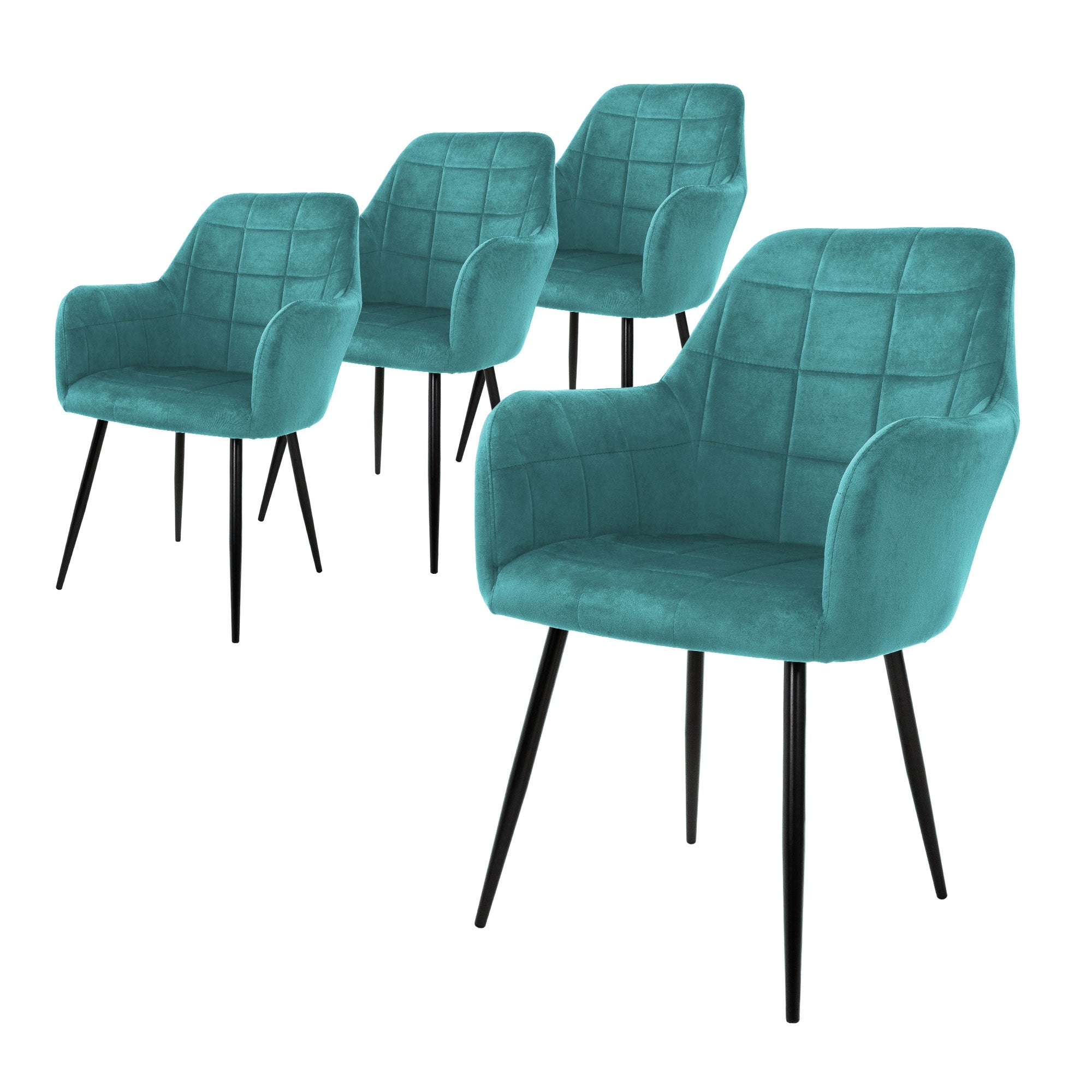 Set Di 4 Sedie Da Pranzo In Velluto A Righe - Sedia Imbottita Con Gambe In Metallo Nero, Schienale Alto E Seduta In Schiuma Ad Alta Densità - Per Cucina, Soggiorno, Sala Da Pranzo - Design Moderno