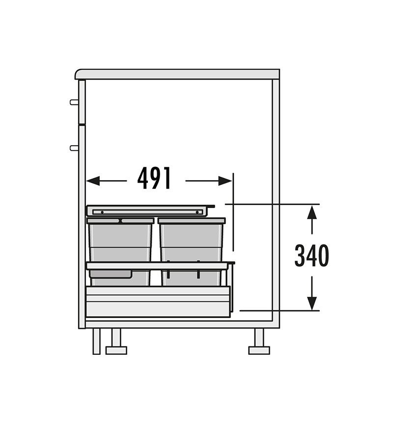 Poubelle de cuisine encastrable pour meuble coulissant 50L Hailo Separato K 900 - 3