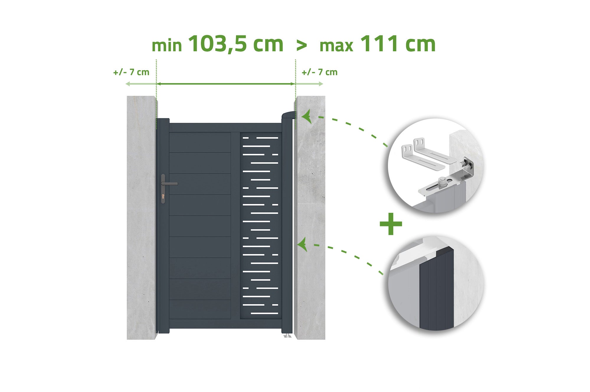 Brama regulowana o szerokości 1m ARLBERG H.160cm szare aluminium