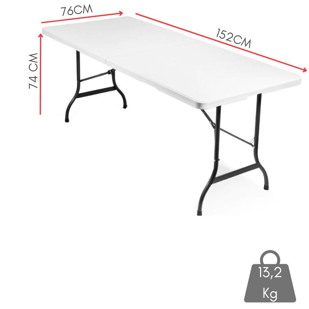 Table de jardin extérieure pliante rectangulaire avec étui blanc cm 152x76x74 - 2