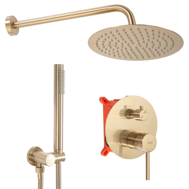 Zestaw Prysznicowy podtynkowy REA Lungo Złoty Szczotkowany + BOX