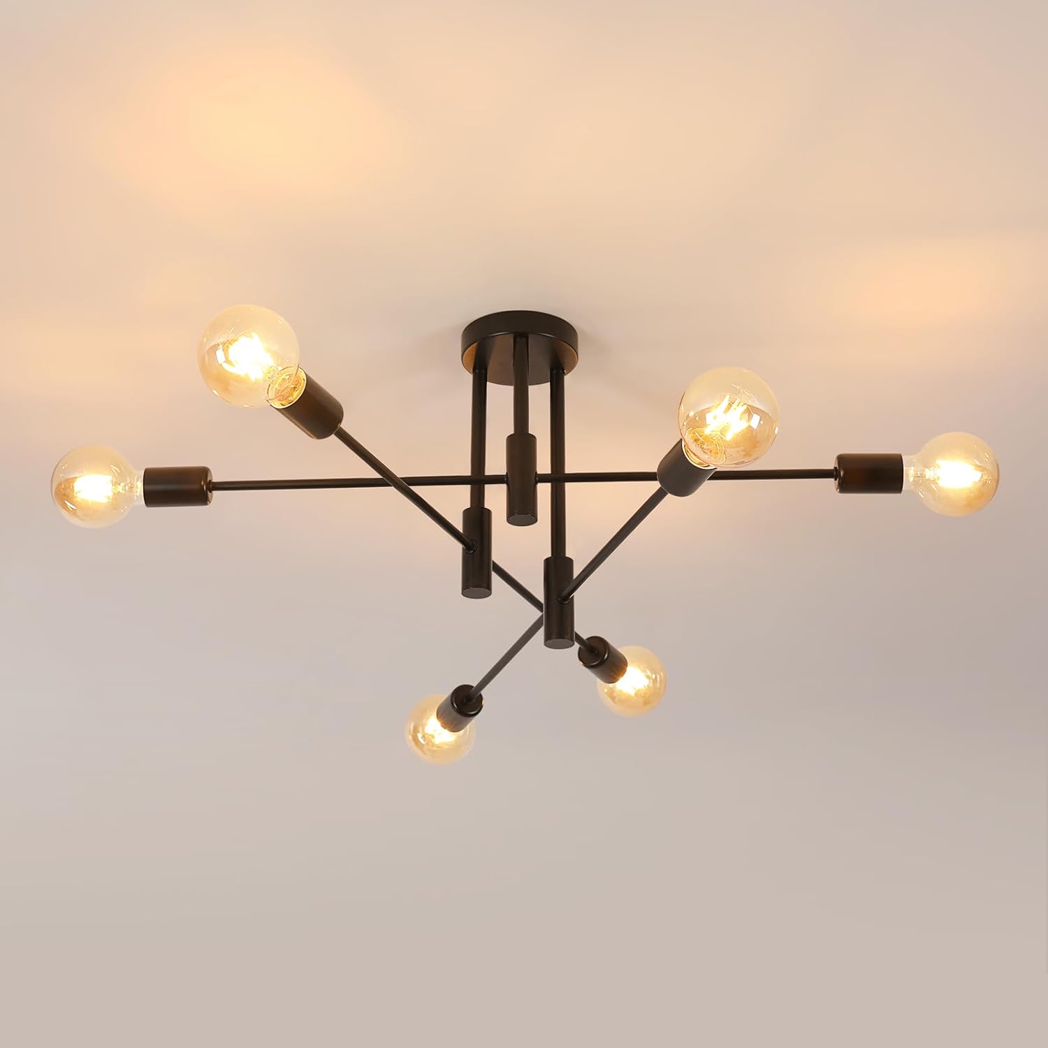 Lustre Plafonnier Industriel, 6 Lumières Lustre Sputnik Vintage ...