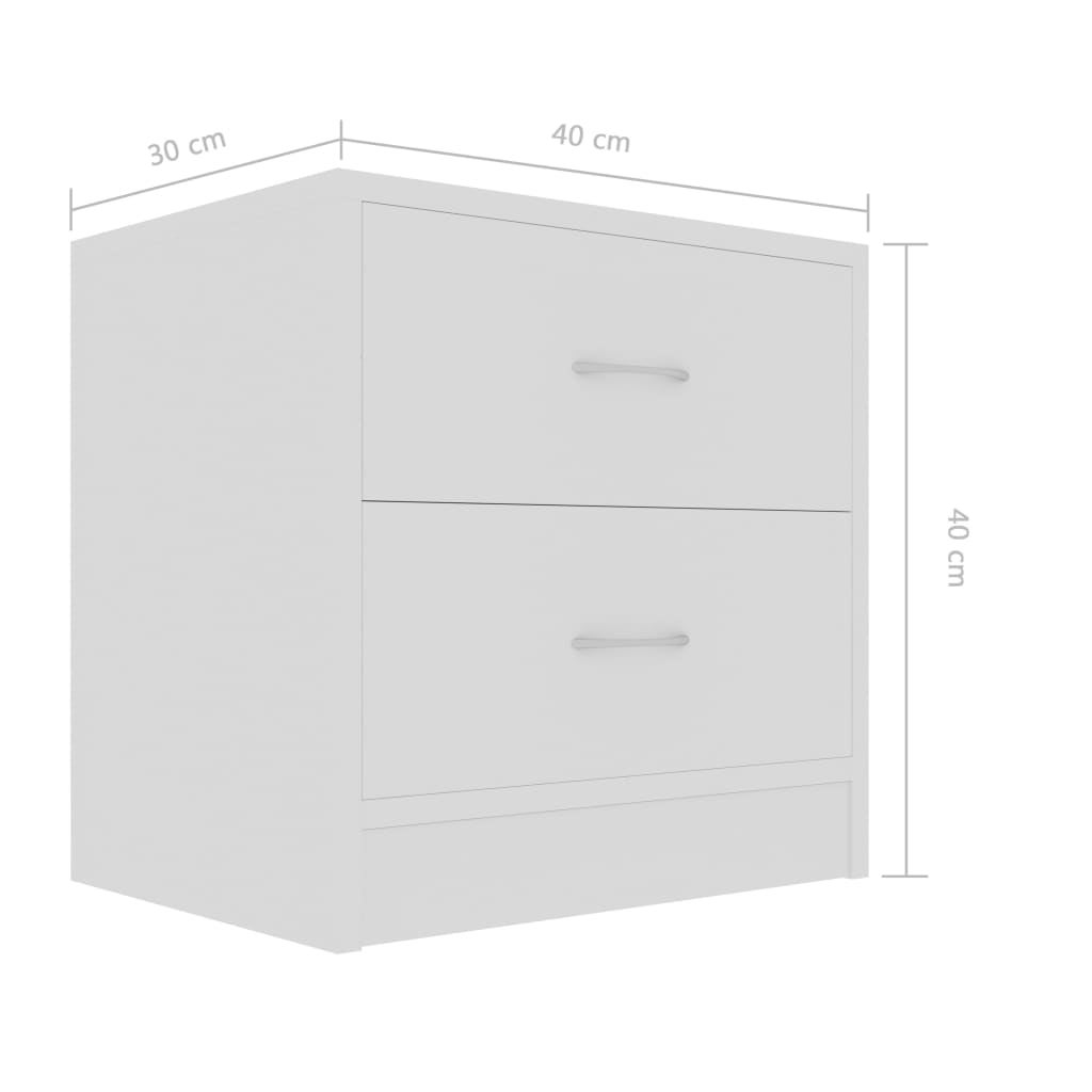 vidaXL Mesita de noche madera contrachapada blanco 40x30x40 cm - 6
