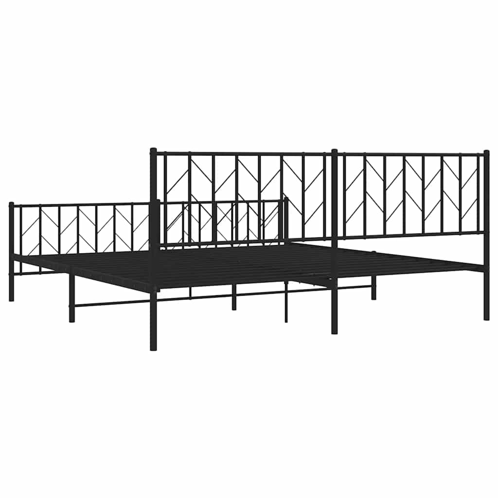 Estructura de cama sin colchón con estribo, de metal negro, para dormitorio, 193 × 203 cm - 8