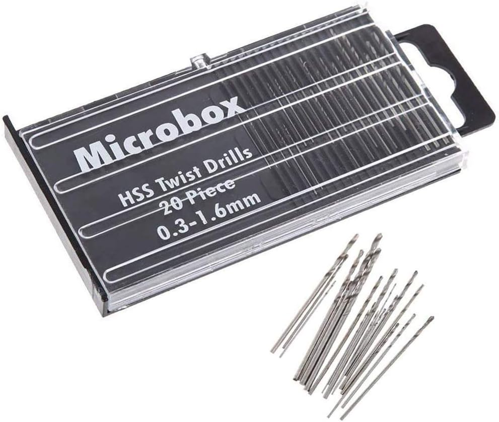 Zestaw 20 mini wierteł spiralnych ze stali szybkotnącej HSS 0,3 mm-1,6 mm